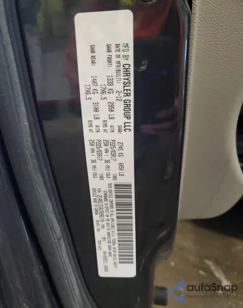 2012 Chrysler Town & Country Touring L z USA, uszkodzony, nr VIN 2C4RC1CG6CR286170